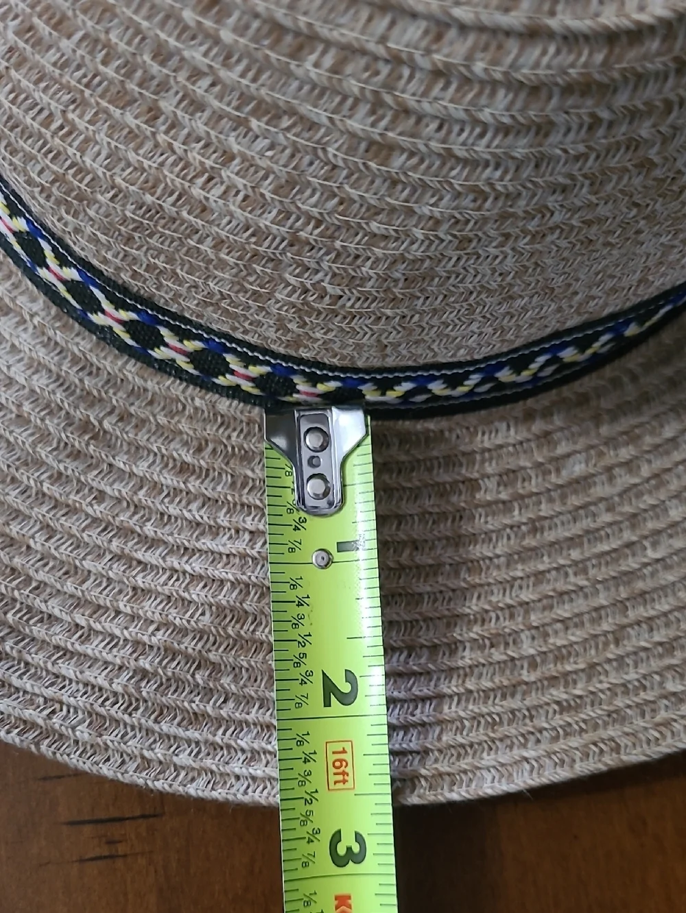 Chico's Tan Fedora with Navy Blue Ribbon Accent